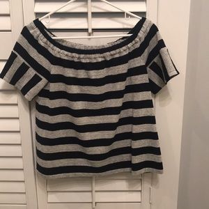 Madewell off the shoulder babe and blue top